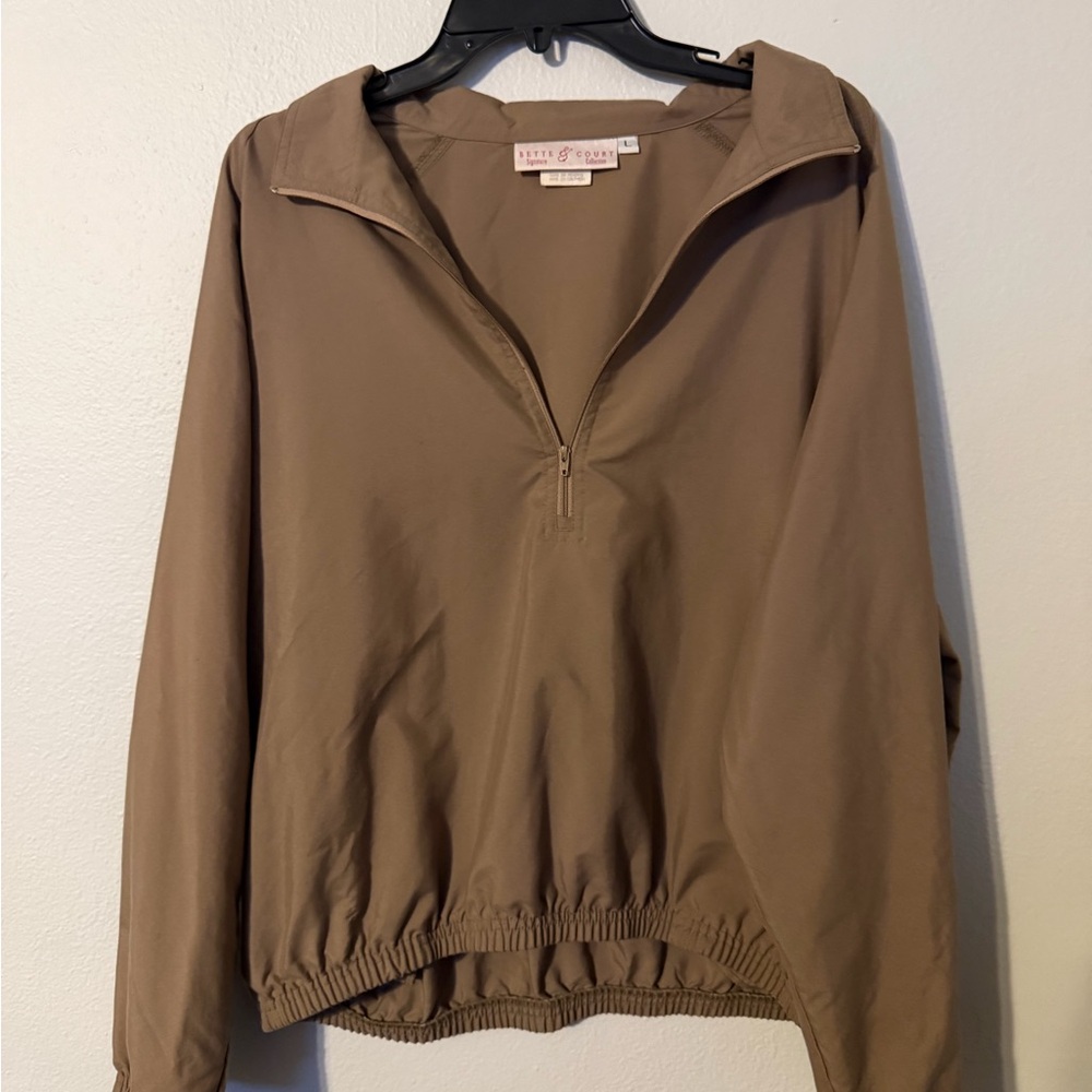 Womens Bette & Court Brown Quarter Zip Pullover L Athleisure Golfcore